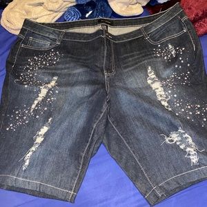 Ashley Stewart size 24 bling jean shorts